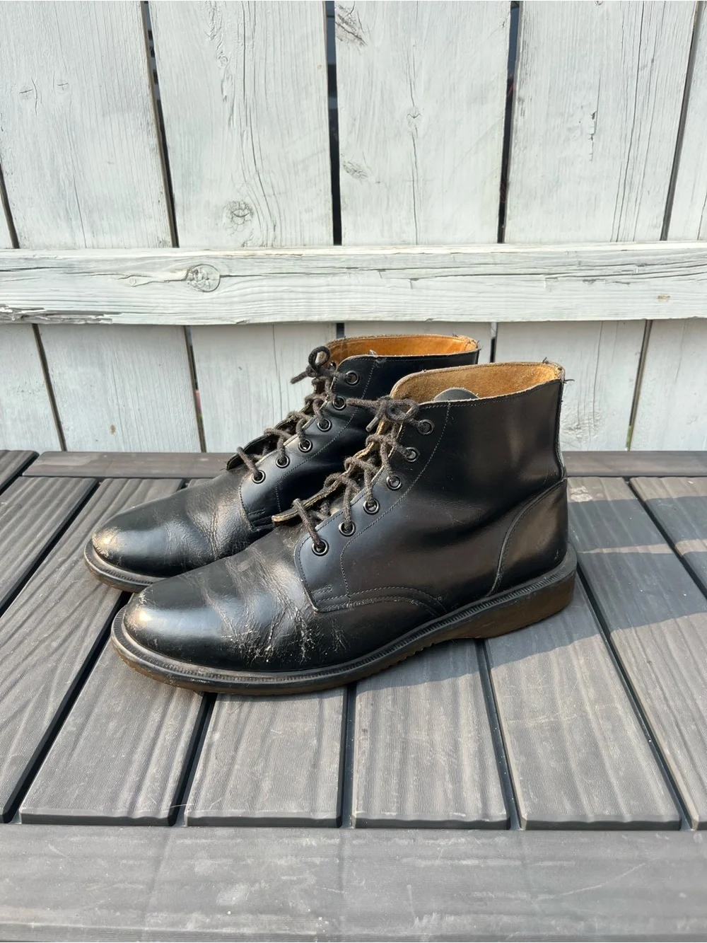 Vintage Dr. Doc Martens Black Leather Boots 6 Eyelet Made in England Size 10